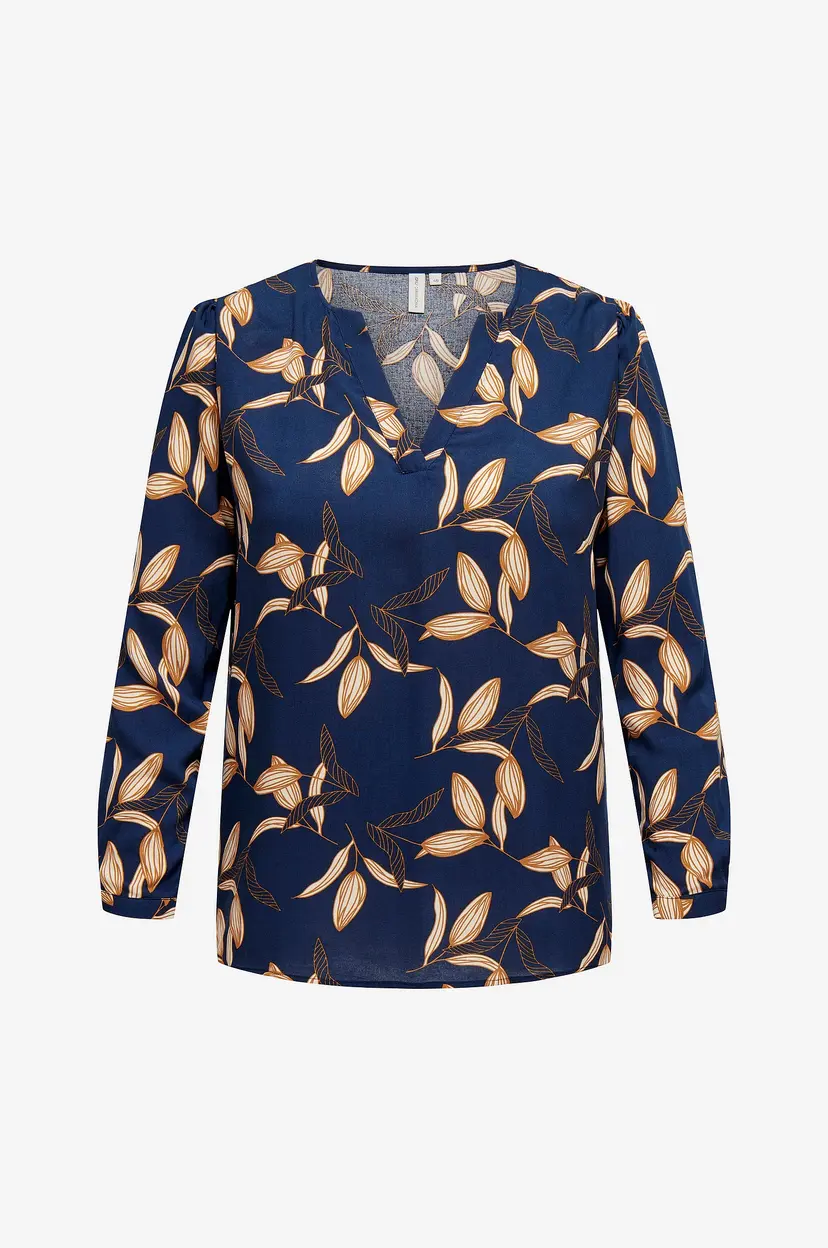Only Carmakoma Topp carNova Life LS V-neck Top - Blå