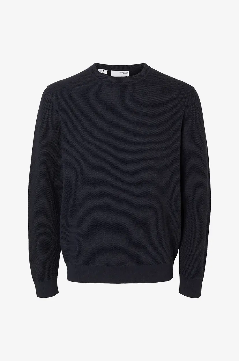 Selected Men Genser slhRoss LS Knit Structure Crew Neck - Blå