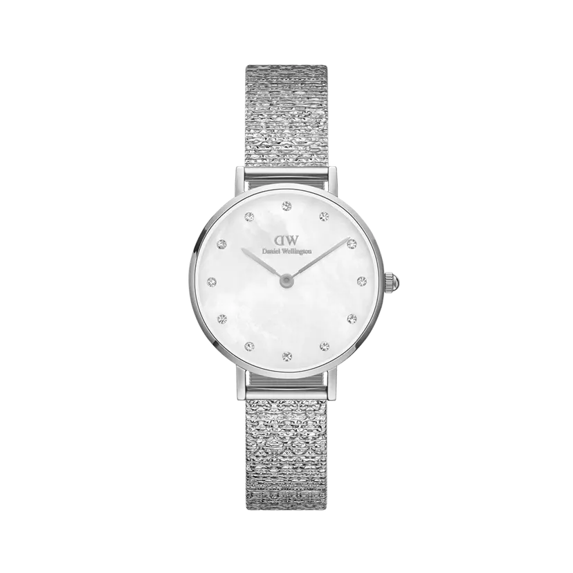 Daniel Wellington Silver 28mm Watch Petite Lumine Pressed Piano White Mop | DW