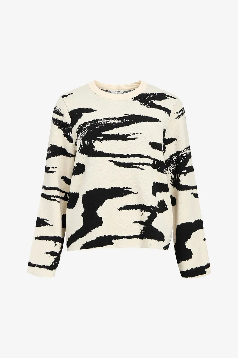Object Collectors Item Genser objReynard Square Sleeve O-neck Aop - Beige