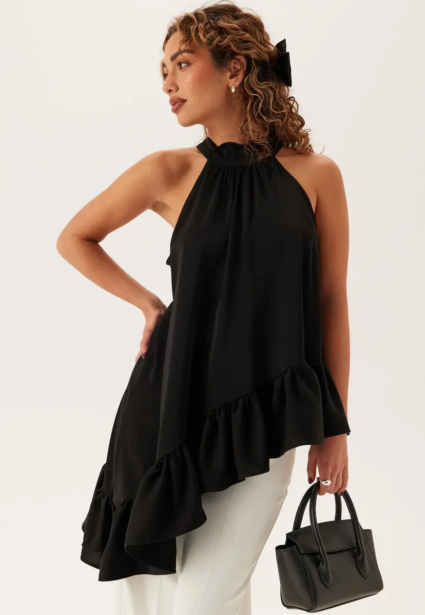 Bubbleroom Asymmetric Halter Neck Blouse