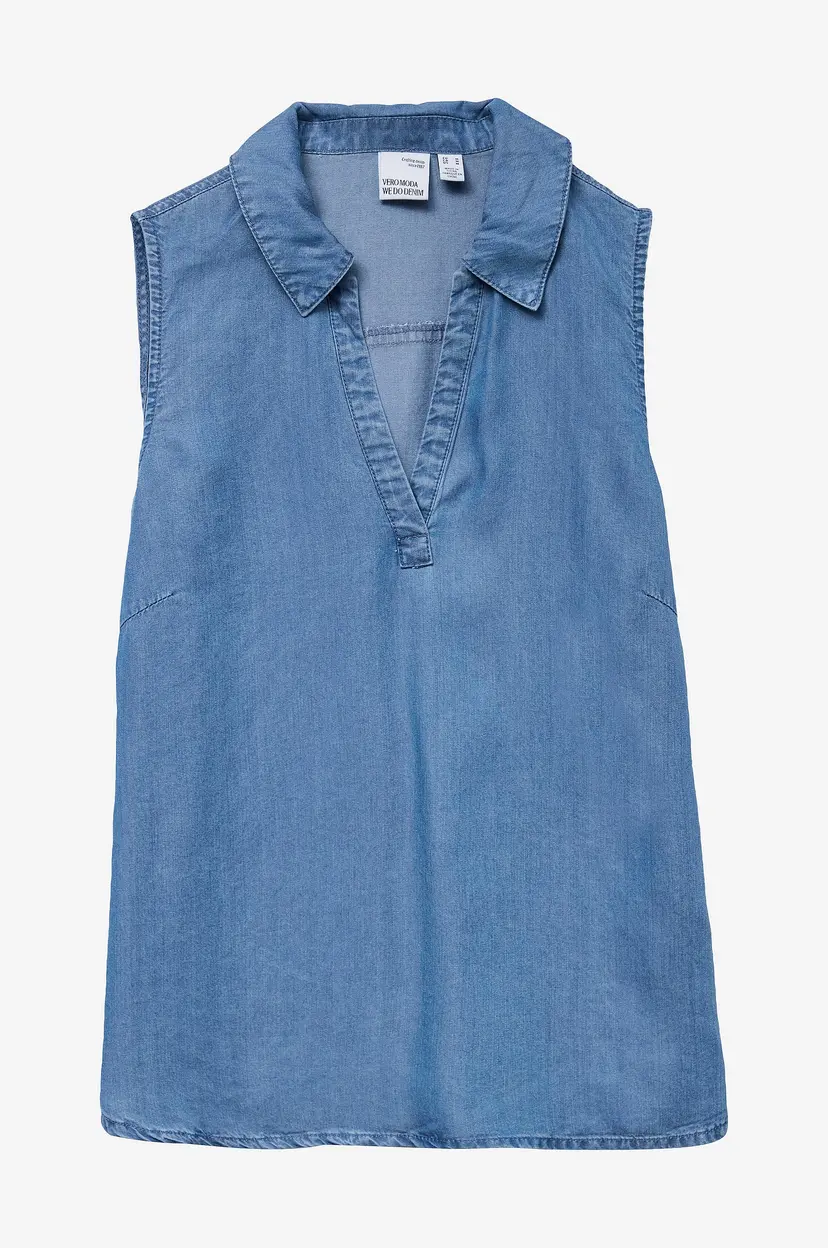 Vero Moda Topp vmHarper SL Collar Short Top - Blå