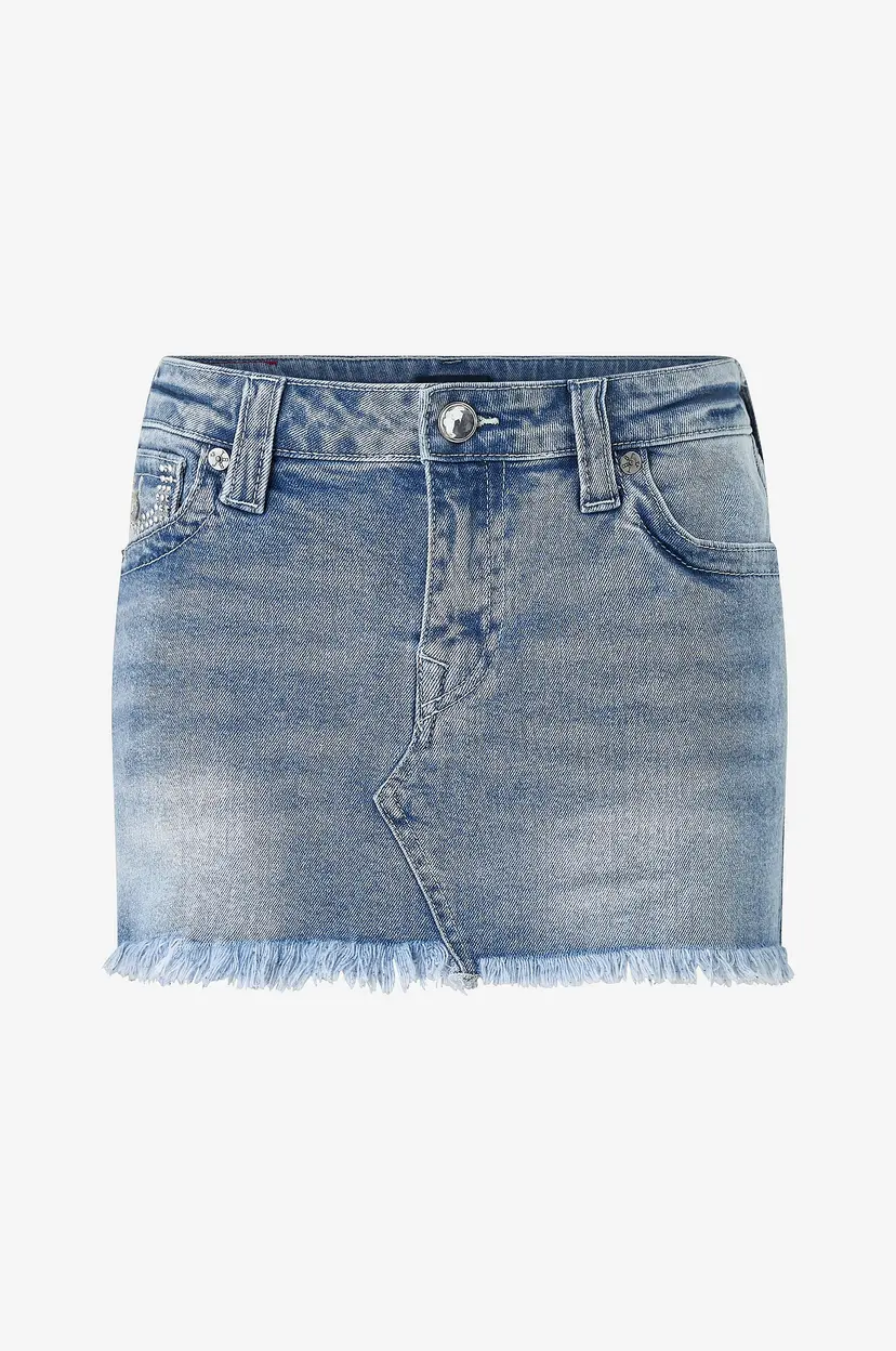 True Religion Denim skjørt Lurex Crystal Sadie Mini Skirt Flap_ - Blå