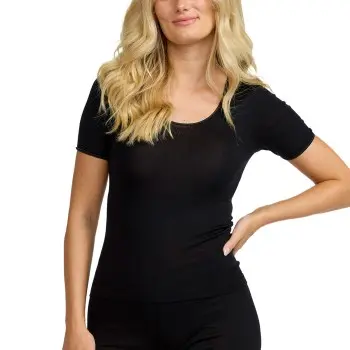 Damella Damella Wool And Silk T-Shirt Svart ull 44 Dame