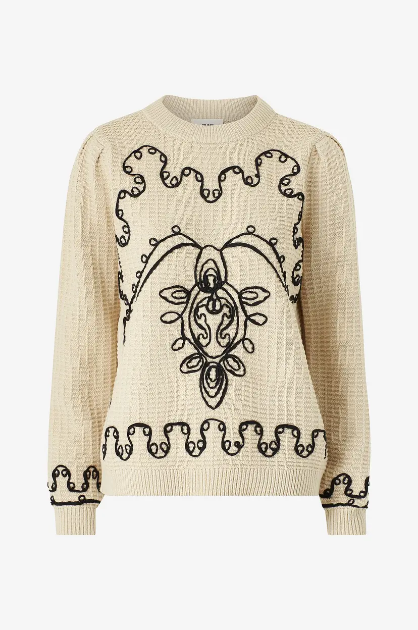 Object Collectors Item Genser objChio L/S O-neck Knit Pullover 13 - Beige