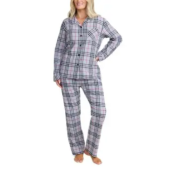 Damella Damella Cotton Flannel Pyjamas Grå bomull Small Dame