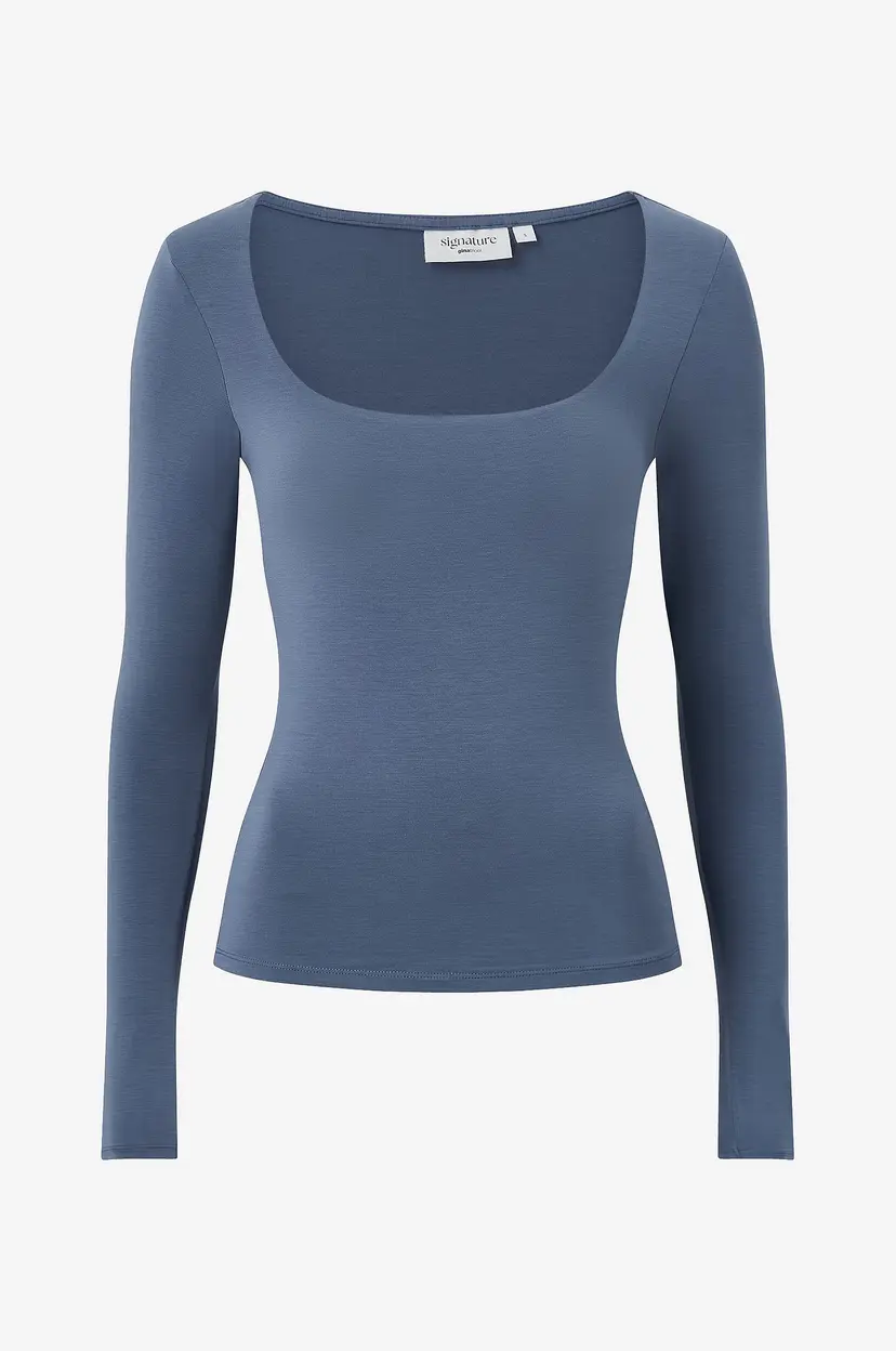 Gina Tricot Topp Slim Fit Scoop Neck - Blå