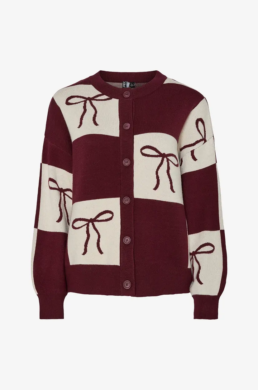 Pieces Kardigan pcJette Xmas LS O-neck Knit Cardigan - Rød
