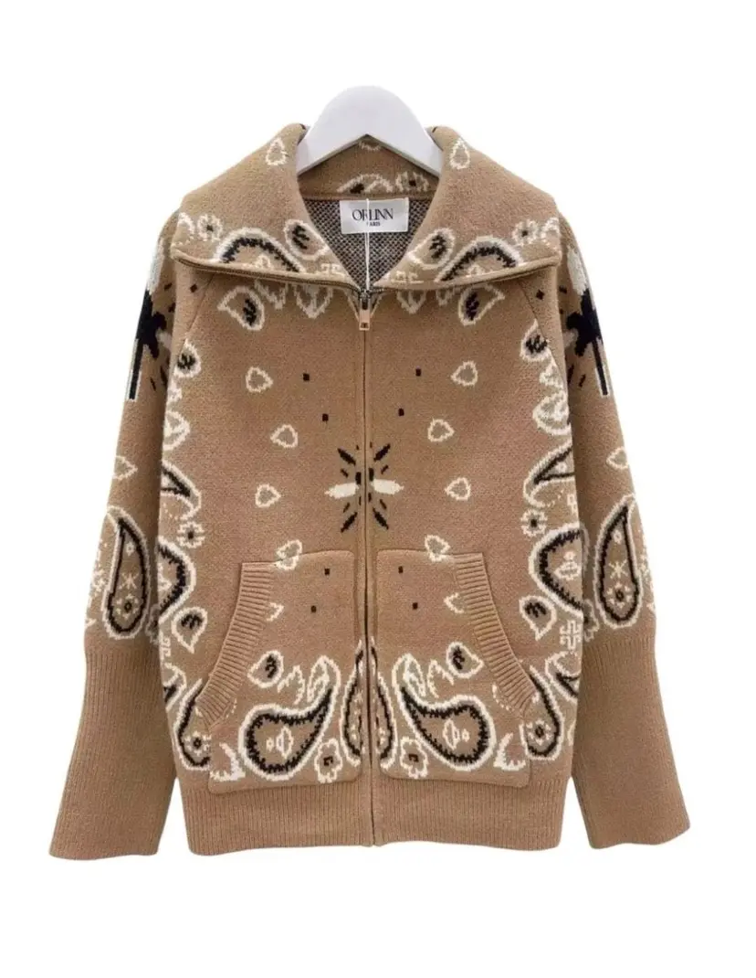 From Paris With Love Paisley Zip Camel