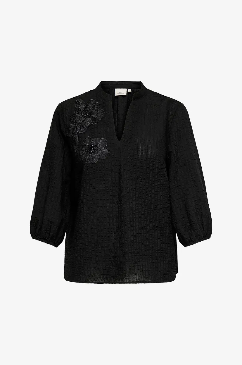 Only Carmakoma Topp carLyne 3/4 V-neck Top Wvn - Svart