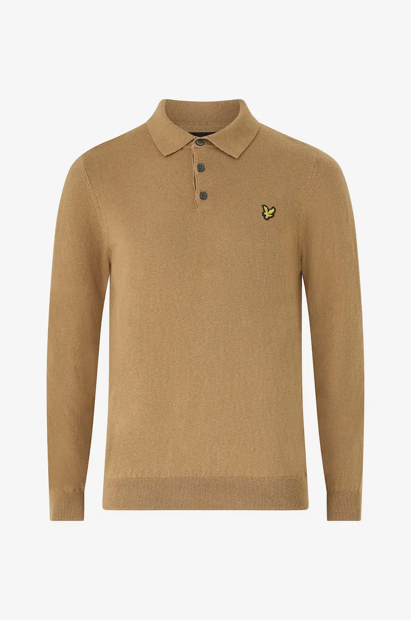 Lyle & Scott Poloskjorte Cotton Merino Long Sleeve Knitted Polo - Brun