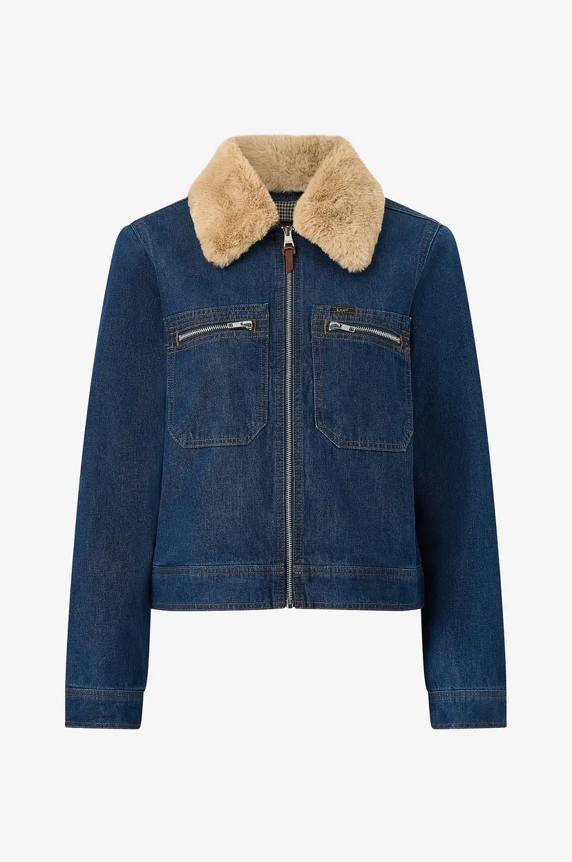 Lee Jeansjakke Zip Front Denim Jacket - Blå