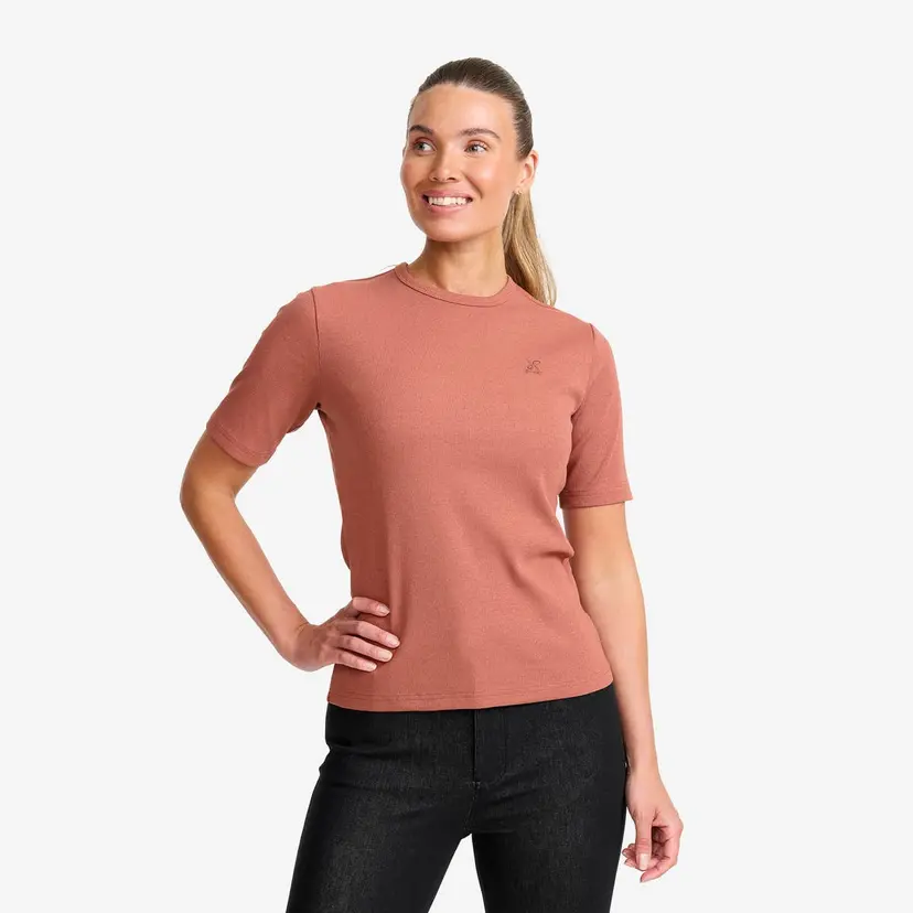 RevolutionRace Birch Ribbed T-shirt Dame Pink Mahogany