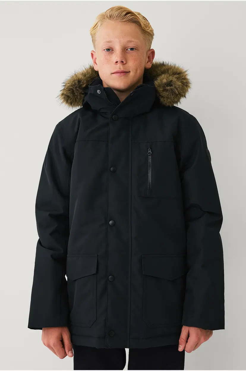 Ellos Collection Vannavvisende, polstret parkas - Svart