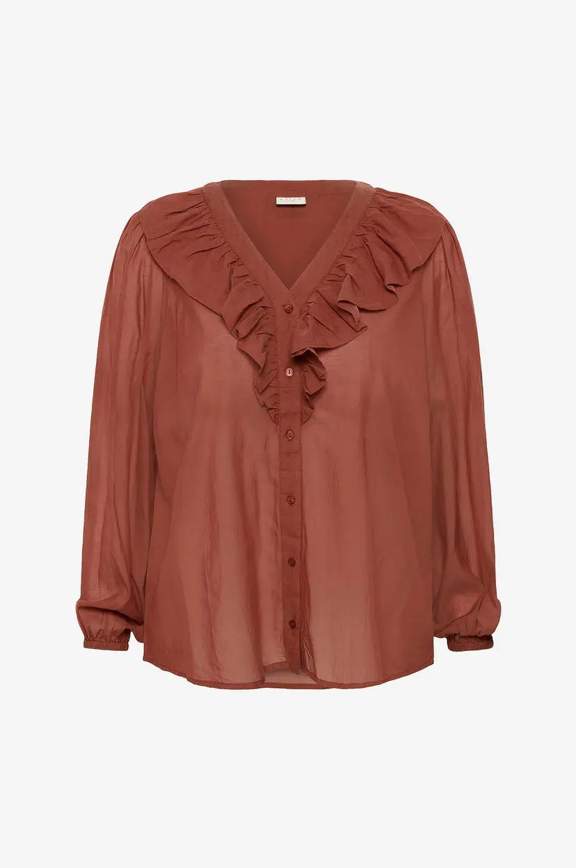 KAFFE Curve Bluse kcLana Frill - Brun