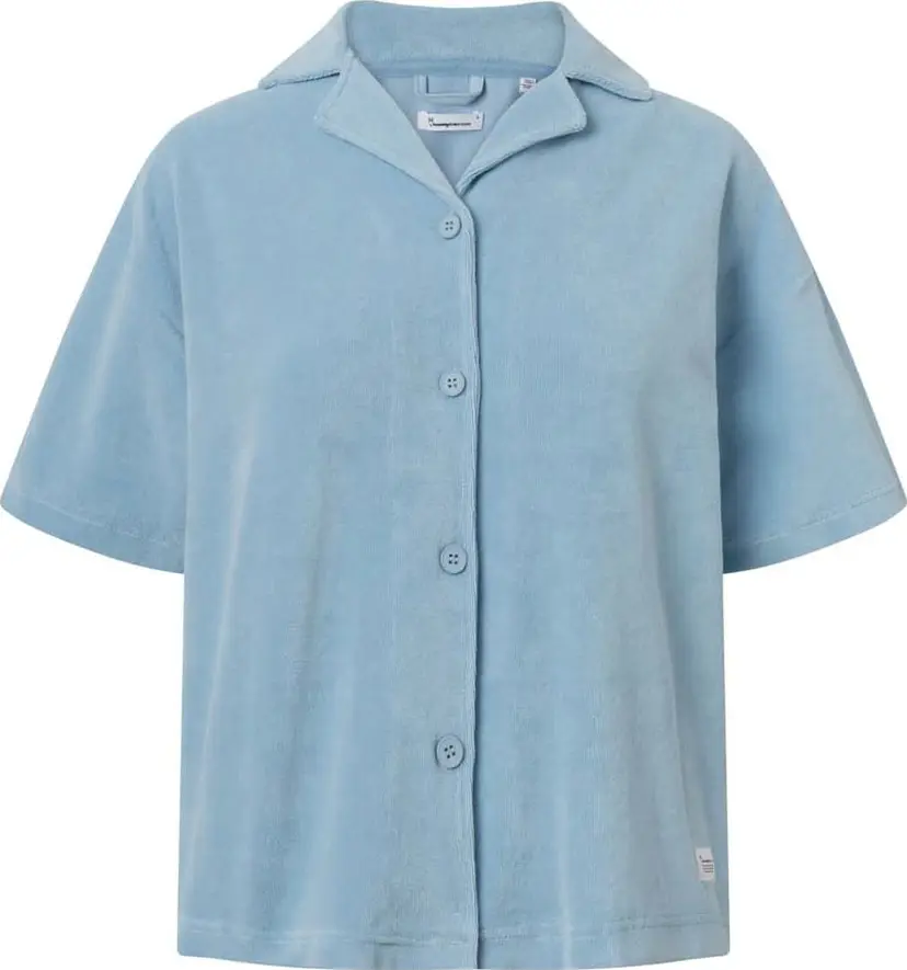 Knowledge Cotton Apparel Knowledge Cotton Apparel Women's Woven Terry Short Sleeve Shirt  Airy Blue