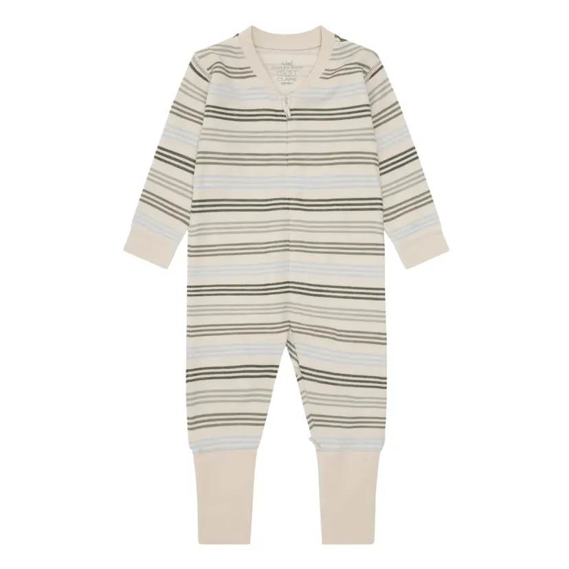 Hust and Claire Hust and Claire - Heldress med Glidelås Ull og Bambus Manu Zip 3 Stripes French Oak