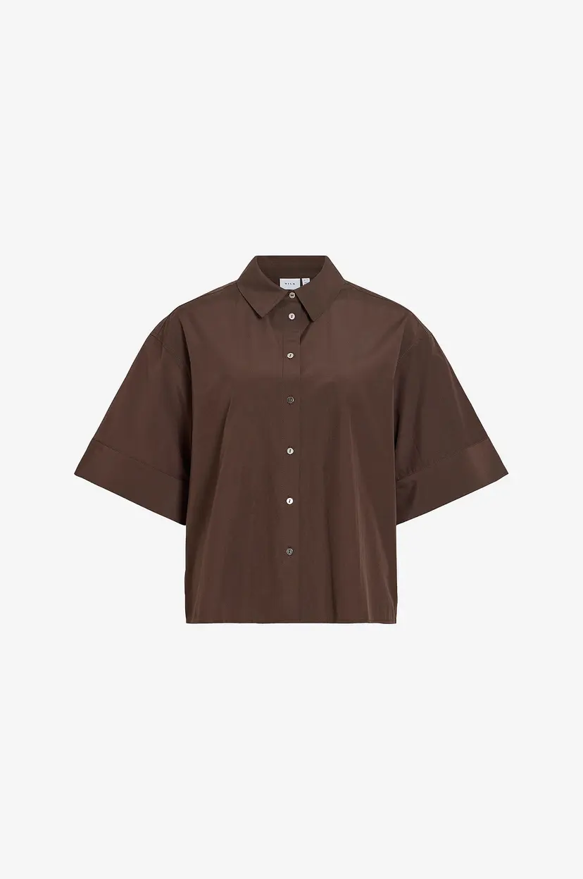 Vila Skjorte Vibelfie 3/4 Shirt/Bfs - Brun