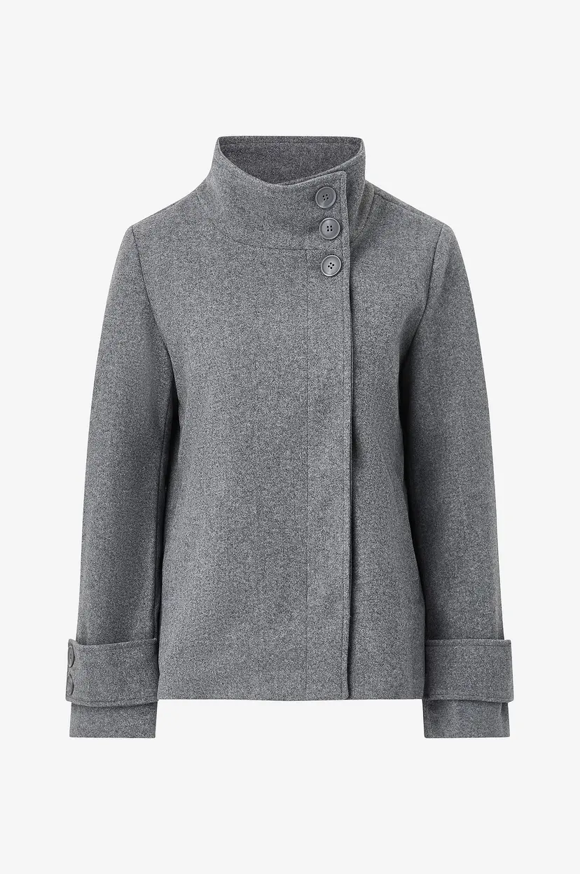 Bubbleroom Kåpe High Neck Short Coat - Grå