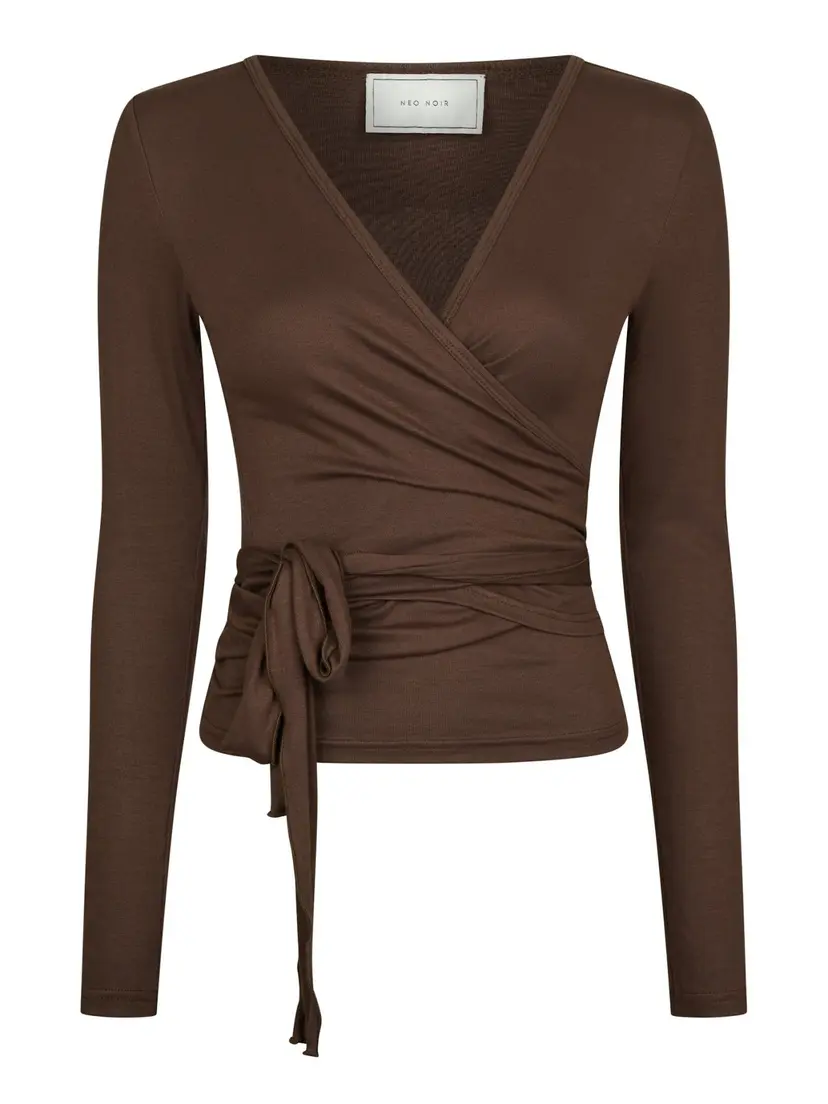 Neo Noir Nia Jersey Wrap Blouse BROWN
