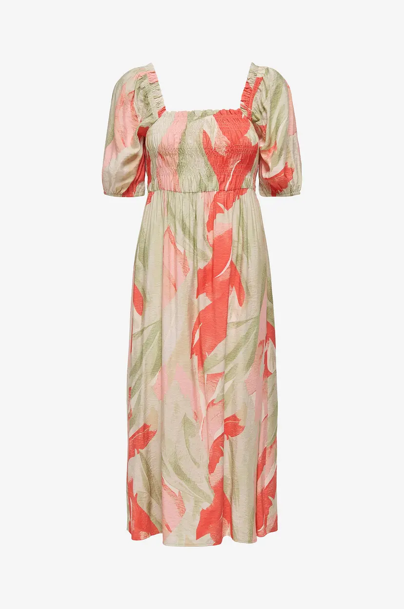 JDY Kjole jdyCamille 2/4 Smock Midi Dress Wvn - Beige