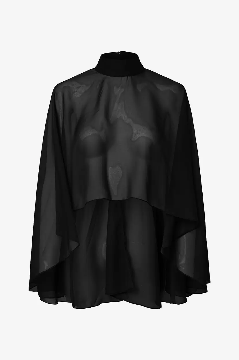 Pieces Bluse Pcabia High Neck Cape Wvn D2d - Svart