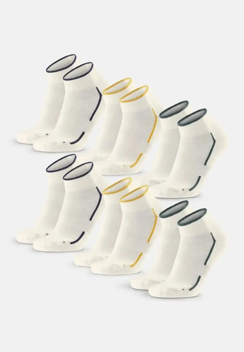DANISH ENDURANCE DANISH ENDURANCE Tennis Quarter Strømper, Offwhite/Marineblå | Offwhite/Sennepsgul | Offwhite/Mørkegrøn, 43-47
