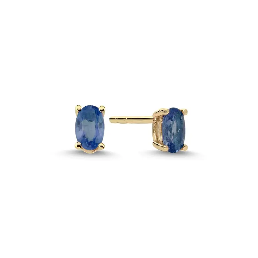 Nuran Nuran - Gaia 14kt ørestikker med safri - ø2570 sa