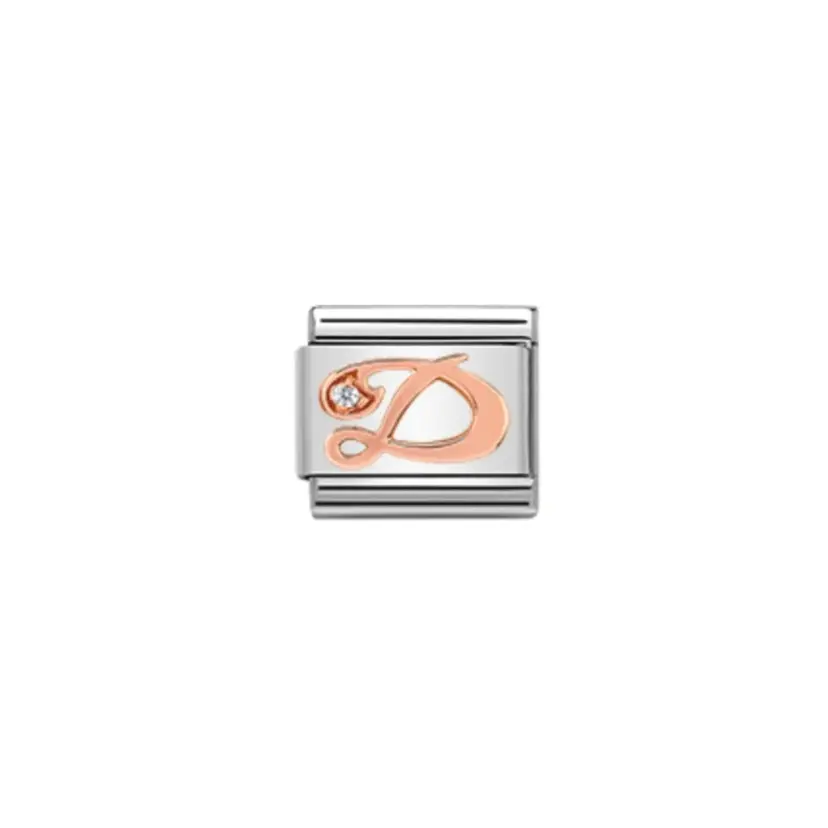 Nomination Letter D w/ Cubic Zirconia Rose Gold