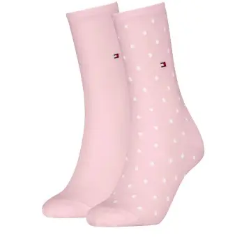 Tommy Hilfiger Tommy Hilfiger Strømper 2P Women Dot Sock Lysrosa Str 39/42 Dame