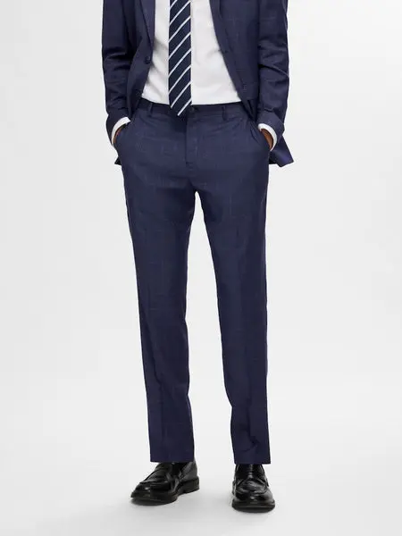 SELECTED Slhslim-Neil Dark Blue Check Trousers