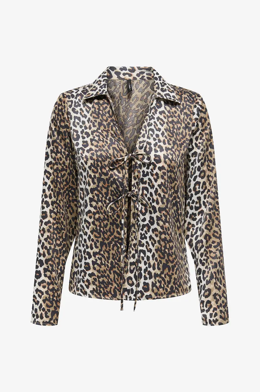 Only Carmakoma Bluse carJane Life L/S Tie Shirt Aop - Brun