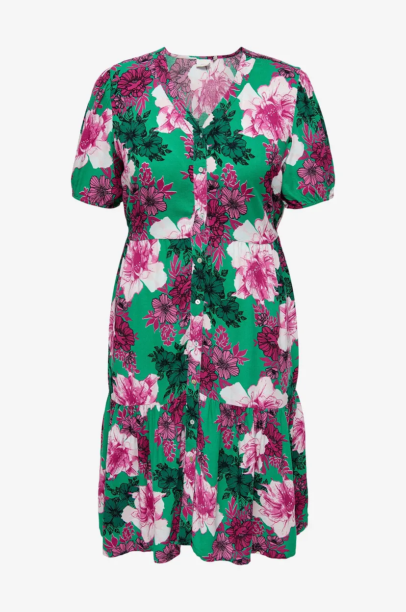Only Carmakoma Kjole carClea Life 2/4 Blk Dress Aop - Grønn