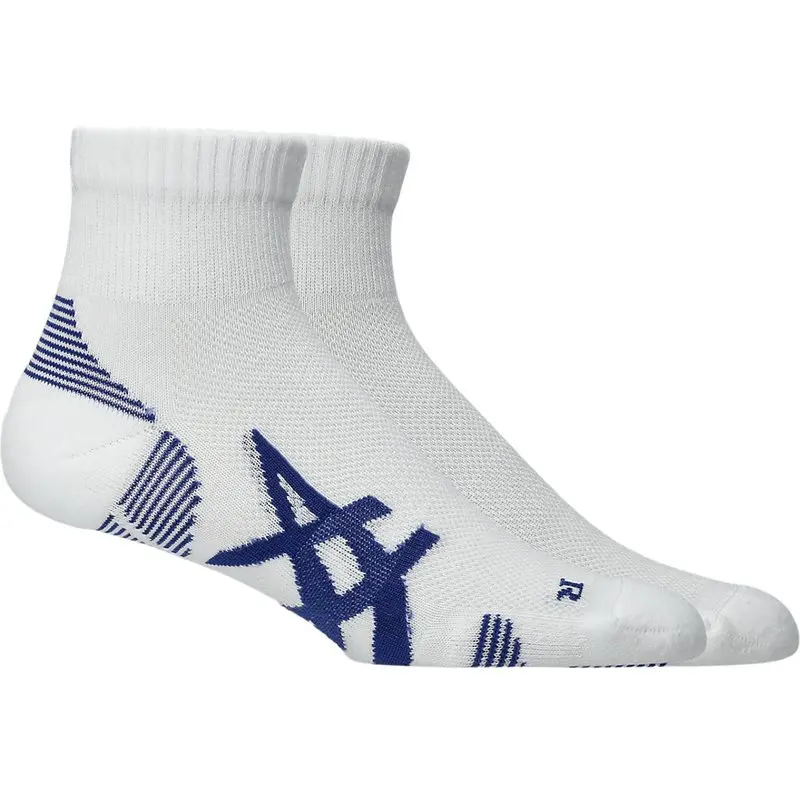 Asics Asics 2 Pack Cushioned Run Quarter Sock Brilliant White/Asics Blue