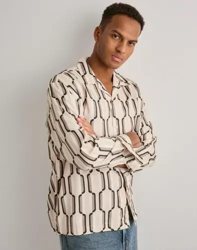 Selected Men Selected Men Slhrlxaxel Aop Ls Shirt Mønstrete skjorter Multi/Mønstrete