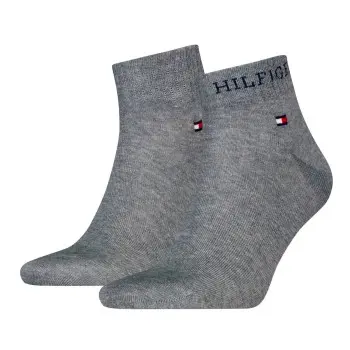 Tommy Hilfiger Tommy Hilfiger Strømper 2P Men Tab Quarter Socks Grå Str 43/46 Herre