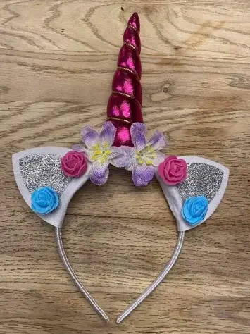Lili Marleen Enhjørning/unicorn hårbøjle, pink med sølv øre - vi elsker pynt
