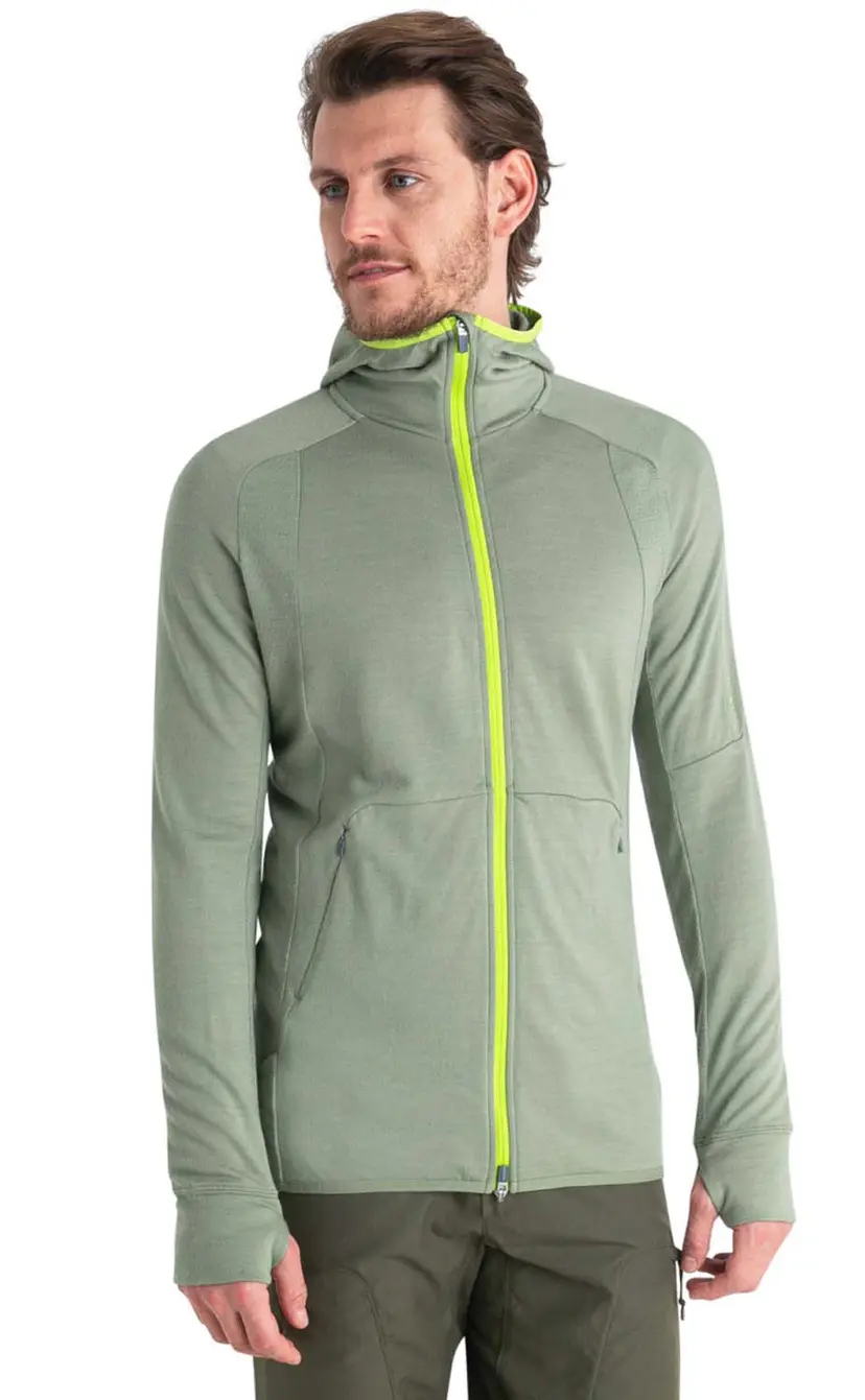 Icebreaker Icebreaker Men's Zoneknit Long Sleeve Zip Hoodie Lichen/Hyper