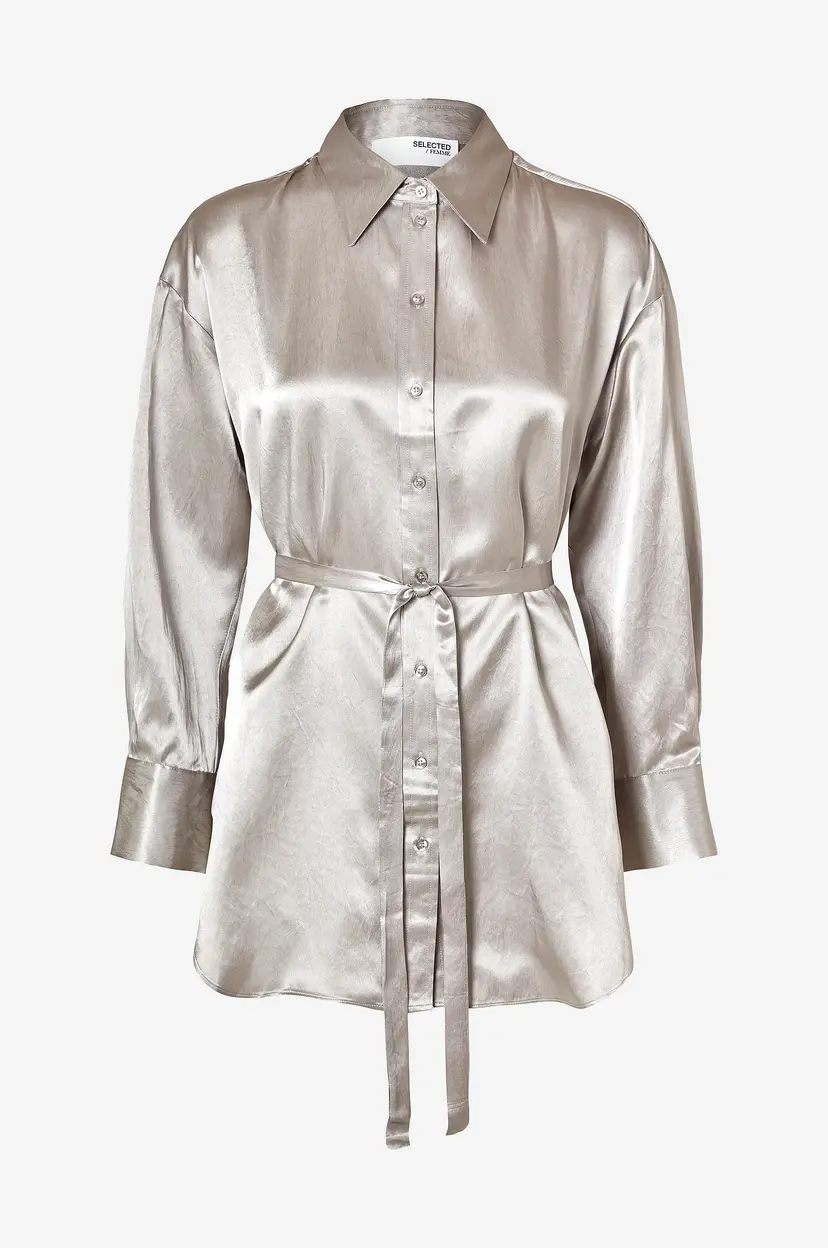 Selected Women Lang skjorte slfSelene LS Shirt B - Grå