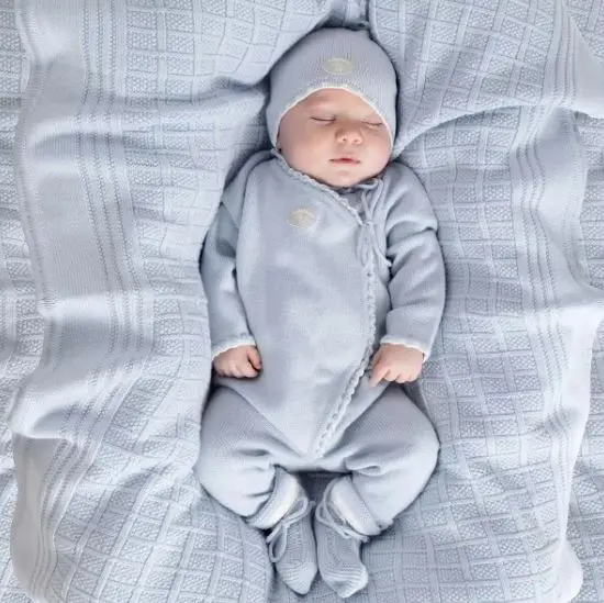 Lillelam Hentesett i merinoull Babyblå