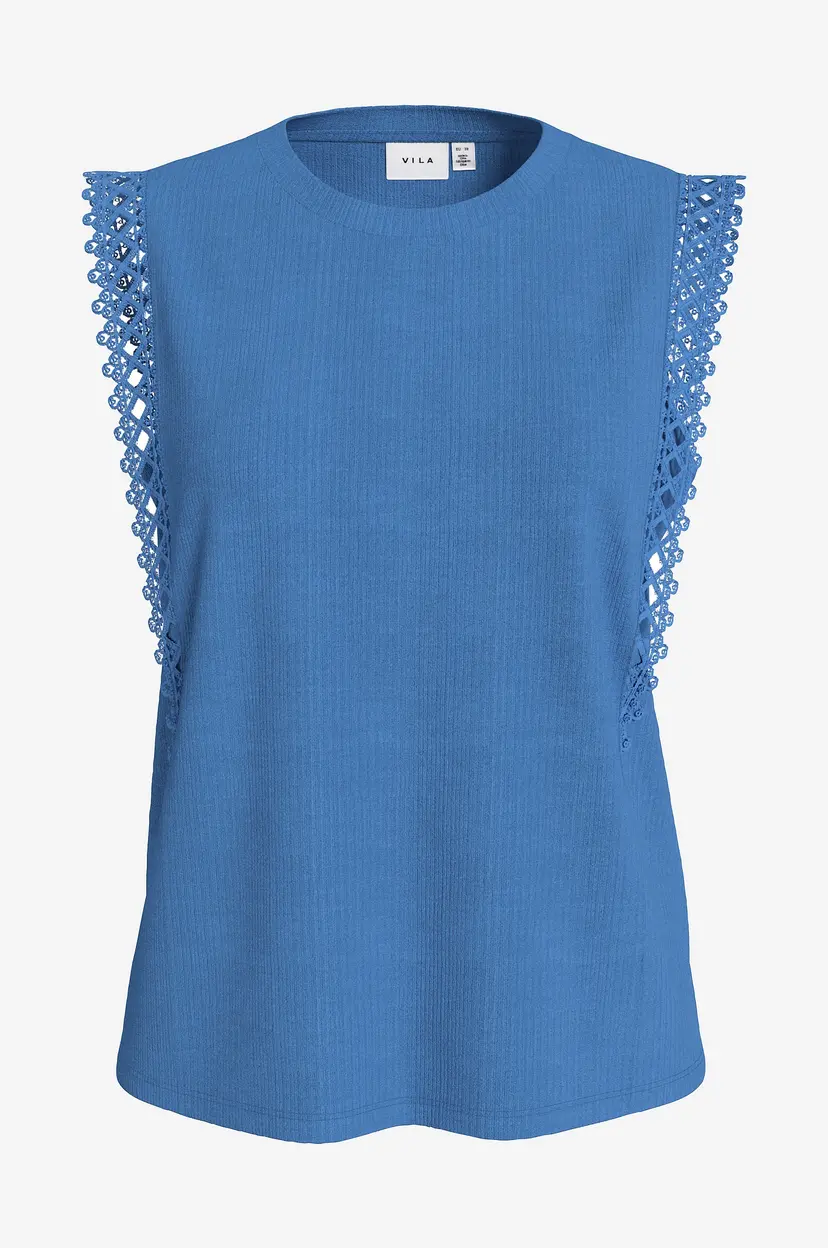 Vila Topp viOtessa O-neck Cap Sleeve Top - Blå