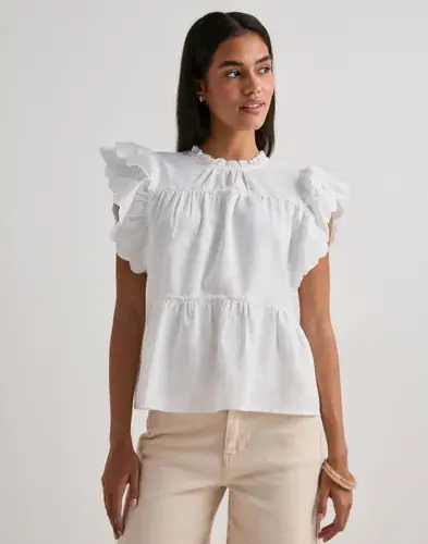 Vero Moda Vero Moda - Hvit - Vmisolde Sl O-Neck Frill Top Wvn Ex