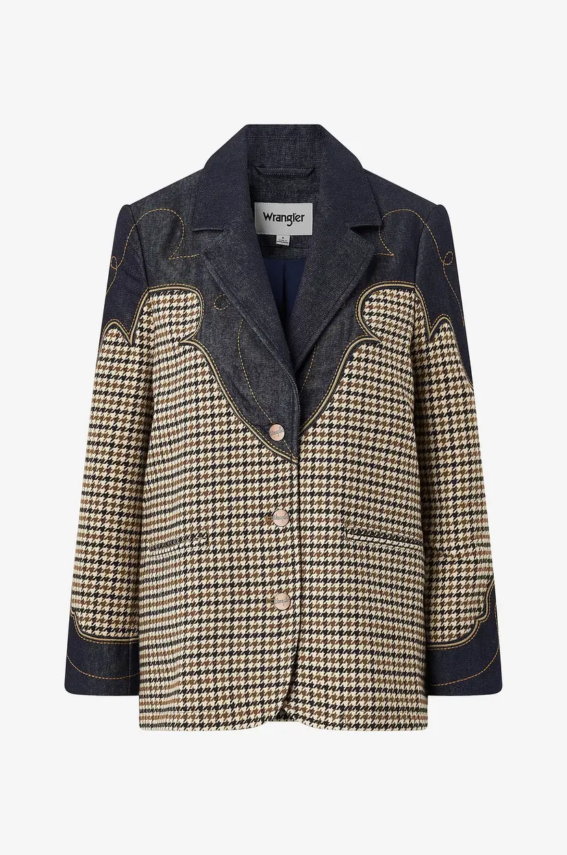 Wrangler Blazer Houndstooth Blazer Rinse - Blå