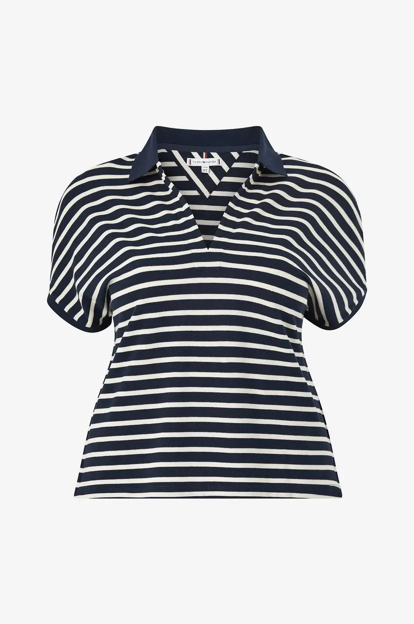Tommy Hilfiger Curve Topp Crv Lyocell Open-NK Polo SS - Blå