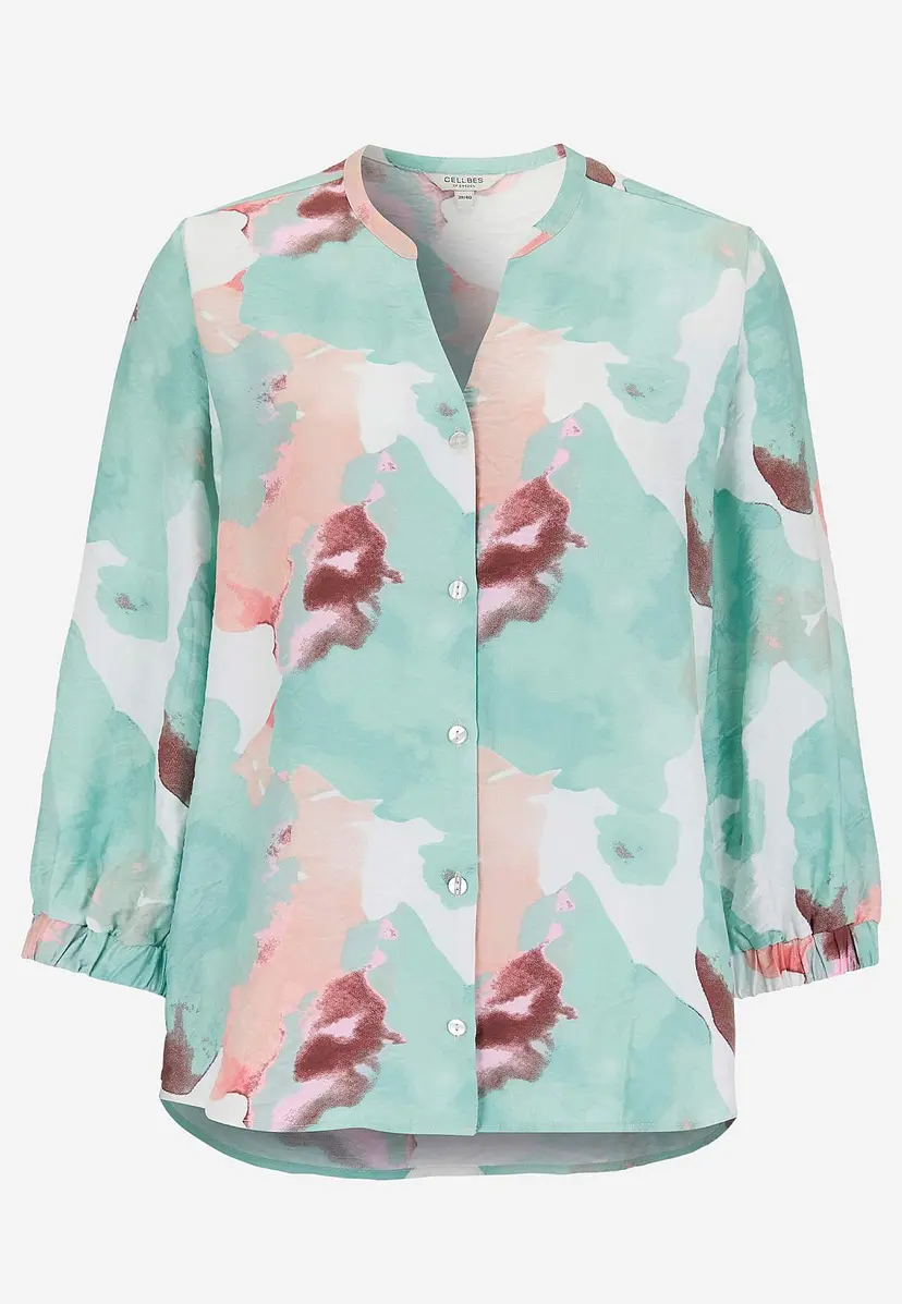 Cellbes of Sweden Vevet, mønstret bluse med knapper