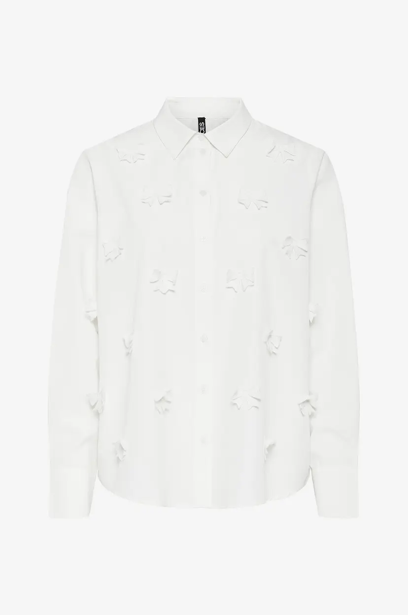 Pieces Skjorte pcDiana LS O-neck Bow Shirt - Hvit