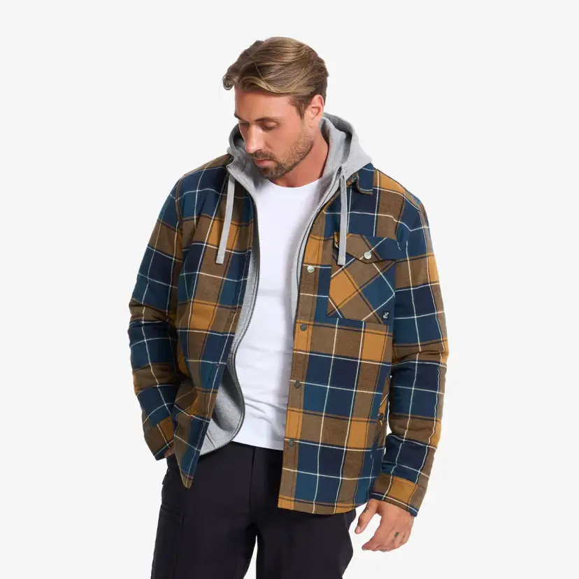 RevolutionRace Whistler Flannel Insulated Shirt Herre Deep navy/Golden brown