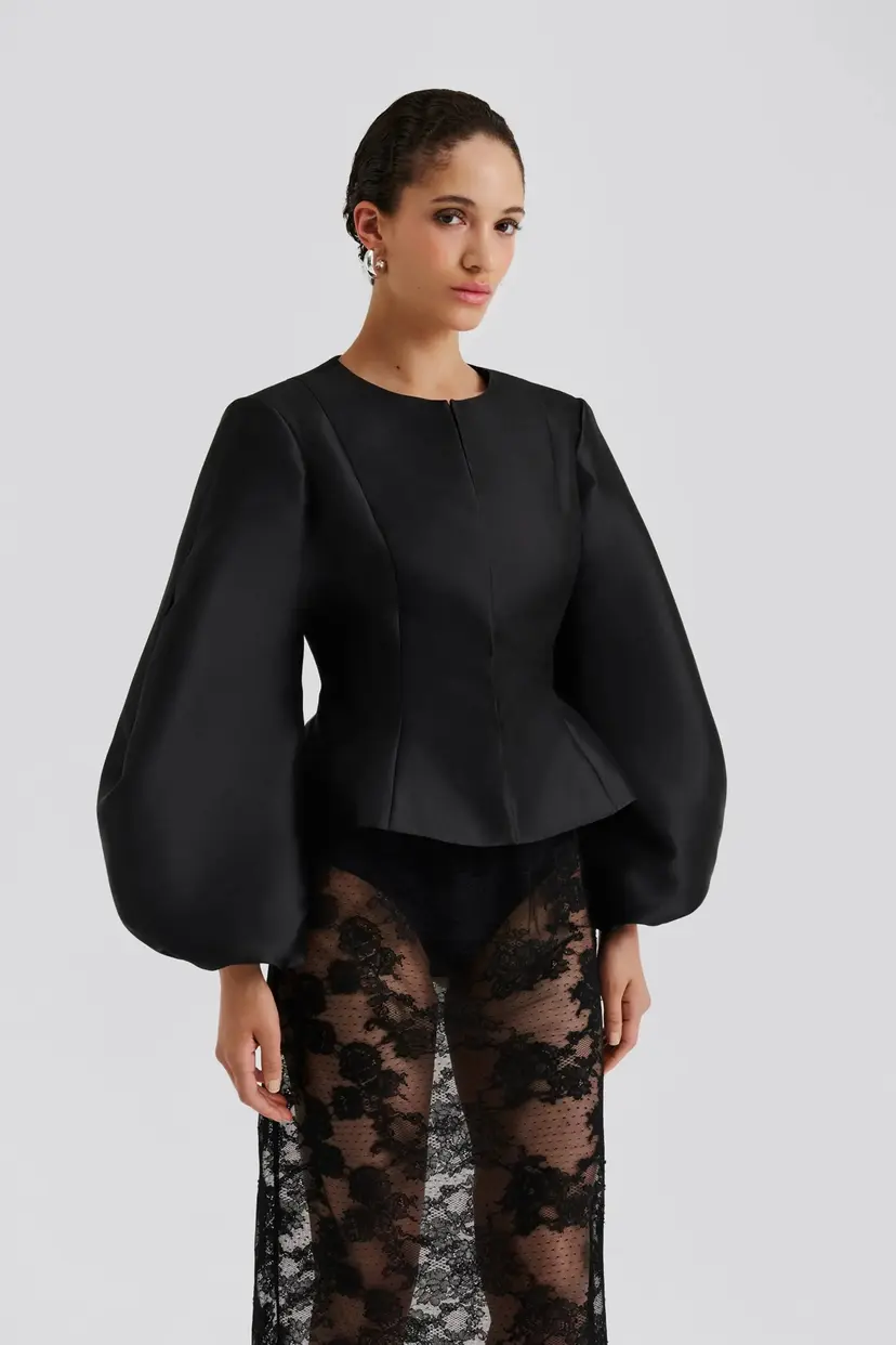 Malina Vendela Balloon Sleeve Blouse Black - XS