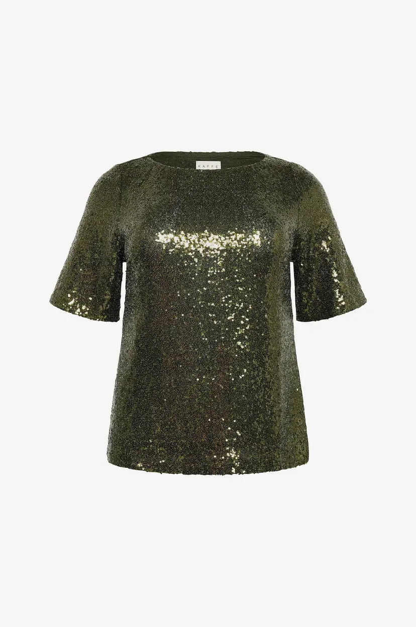 KAFFE Curve Paljettbluse kcMirana Sequin - Grønn