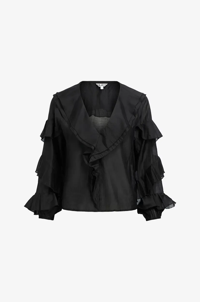 Object Collectors Item Bluse objZiva L/S RE Ruffle Top 141 - Svart